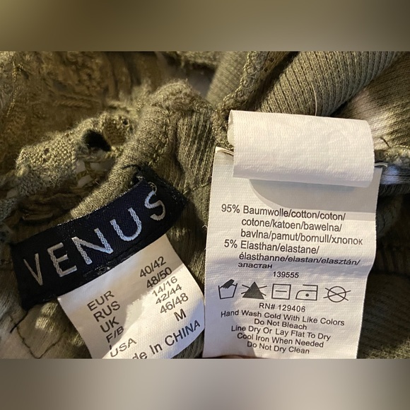 VENUS Womens Medium Tie Dye Olive Green and White Racerback Tank Top - Picture 6 of 12